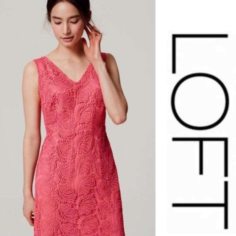 Ann Taylor Loft Coral Lace Dress Size 0. In EUC!